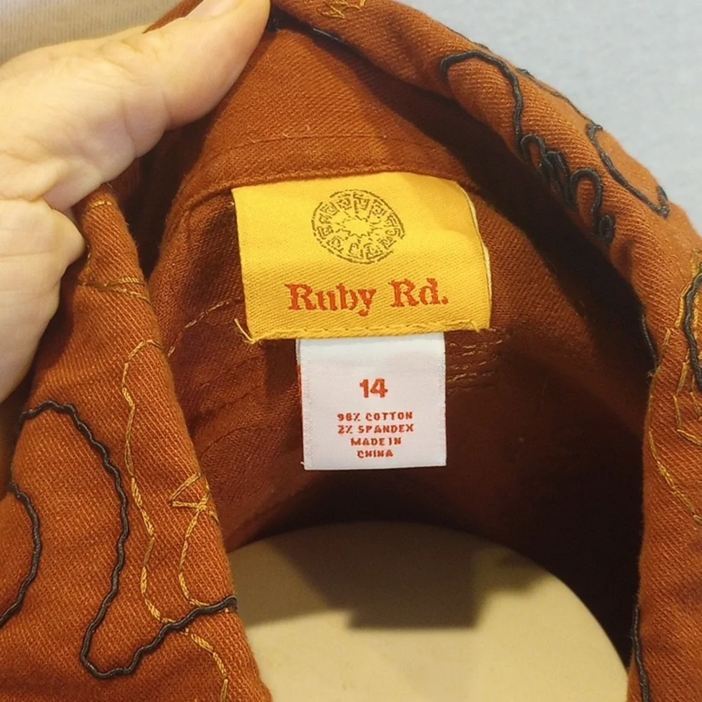 Ruby Rd. Rust Abstract Jean Jacket - Picture 4 of 5